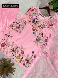 Pink Embroidered Farshi Salwar Suit Set