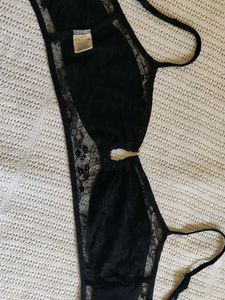 mishki Black Lace Trim Bra