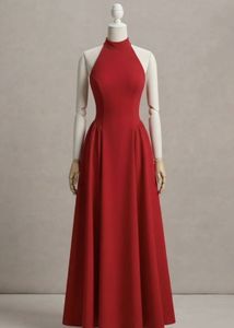 Elegant Red Halter Neck Maxi Dress