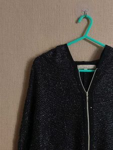 Sparkly Knit Zip-Up Hoodie