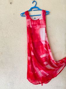 Red & White Sleeveless Dress