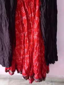 Bohemian Red Bandhani Print Maxi