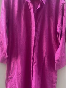 Vibrant Pink Collared Midi Dress