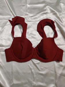 Red Push-Up Bra with Bow Detail