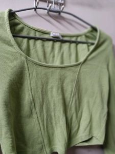 Lime Green Cropped Long Sleeve Top