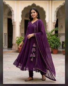 Elegant Purple Anarkali Kurta Set