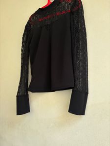 Black Lace Sleeve Top