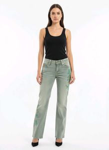 Embroidered Straight-Leg Jeans
