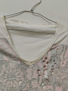 Distressed Graphic Print V-Neck Tee