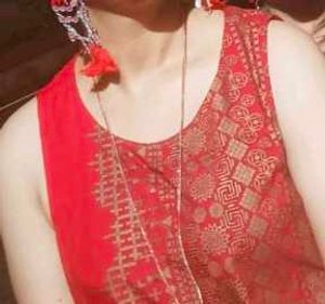 Vibrant Red Printed' Global Desi'  Sleeveless Gown