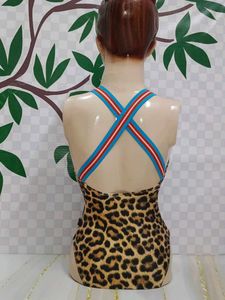 (600)Leopard Print One-Piece Swimsuit