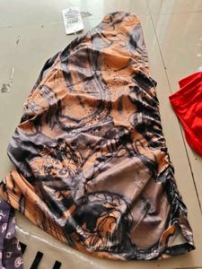Ruched Graphic Print Mini Dress