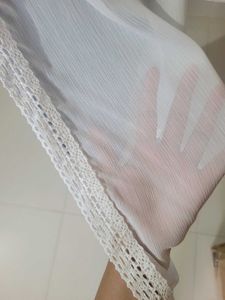 White Sheer Lace Trim Cardigan