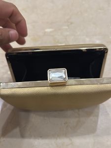 Gold Evening Clutch with Jewel Detail