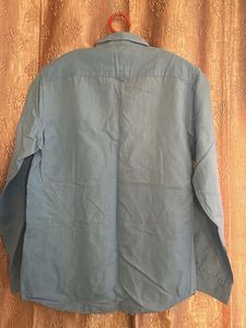 Men's Blue Long Sleeve Button-Up Shirt
