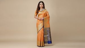 New Elegant Orange Banarasi Silk Saree