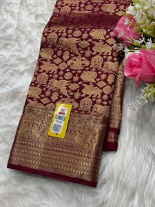 Exquisite Maroon Silk Saree