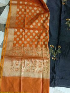 Embroidered unstitched suit