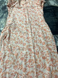 Elegant Floral orange Print Kurta pant  Set