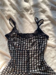 Houndstooth Print lace y2k Camie top