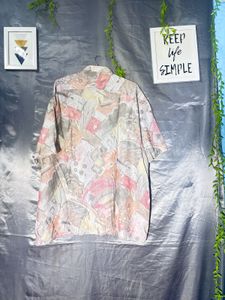 Vintage Abstract Print Button-Up Shirt