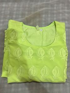 light green embroidered georgette kurta