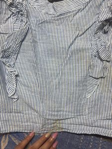 Striped Ruffle Sleeve Top