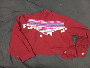 Boho Embroidered Red Jacket
