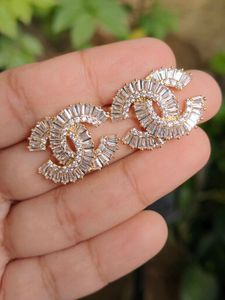Elegant CC Stud Earrings Big size