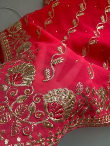 Elegant Red Embroidered Saree