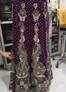 Exquisite Purple Velvet Lehenga Choli Set