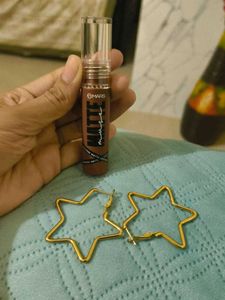 ANTI TARNISH Star Hoop Earrings + MARS lipstick