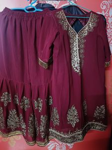Elegant Maroon Embroidered Kurta Set