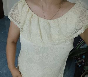 Cream Lace Off-Shoulder Dress