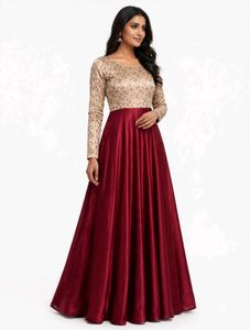 Elegant Maroon & Gold Gown