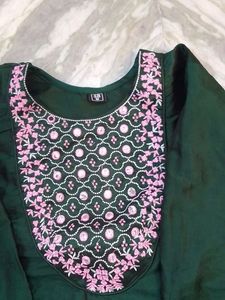 Elegant Green Kurta Set with Mirror Work