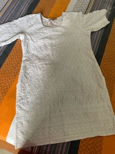 Elegant White Chikankari short kurta