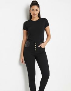 Black Jegging with Button Detail
