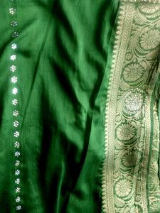 Elegant Green Saree with Embellishments