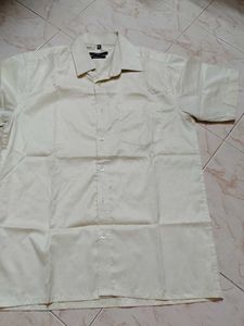 New Men's Light Yellow Short Sleeve Shirt