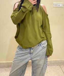 Chic Olive Cold Shoulder Top