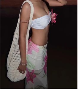 Beach Bikini Skirt with Flower Accent