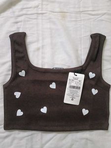 Cute Heart Print Crop Top