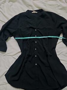 Black Button-Up Tunic Top