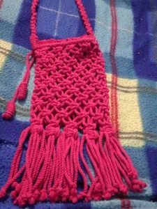 Pink Macrame Fringe MobileBag