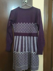 Purple Knit Sweater Dress
