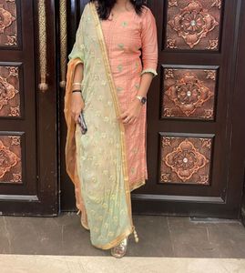 DIWALI SALE!! Peach Kurta with Embellished Dupatta