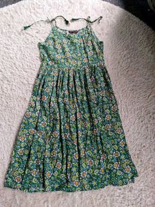sangria Green Floral Print Summer Dress