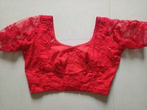 Elegant Red Embroidered Blouse