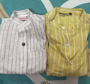 combo of 2 baby shirts - yellow and white stripped